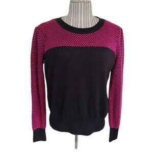 I Heart Ronson  Black/Pink Retro Knit Sweater, XL